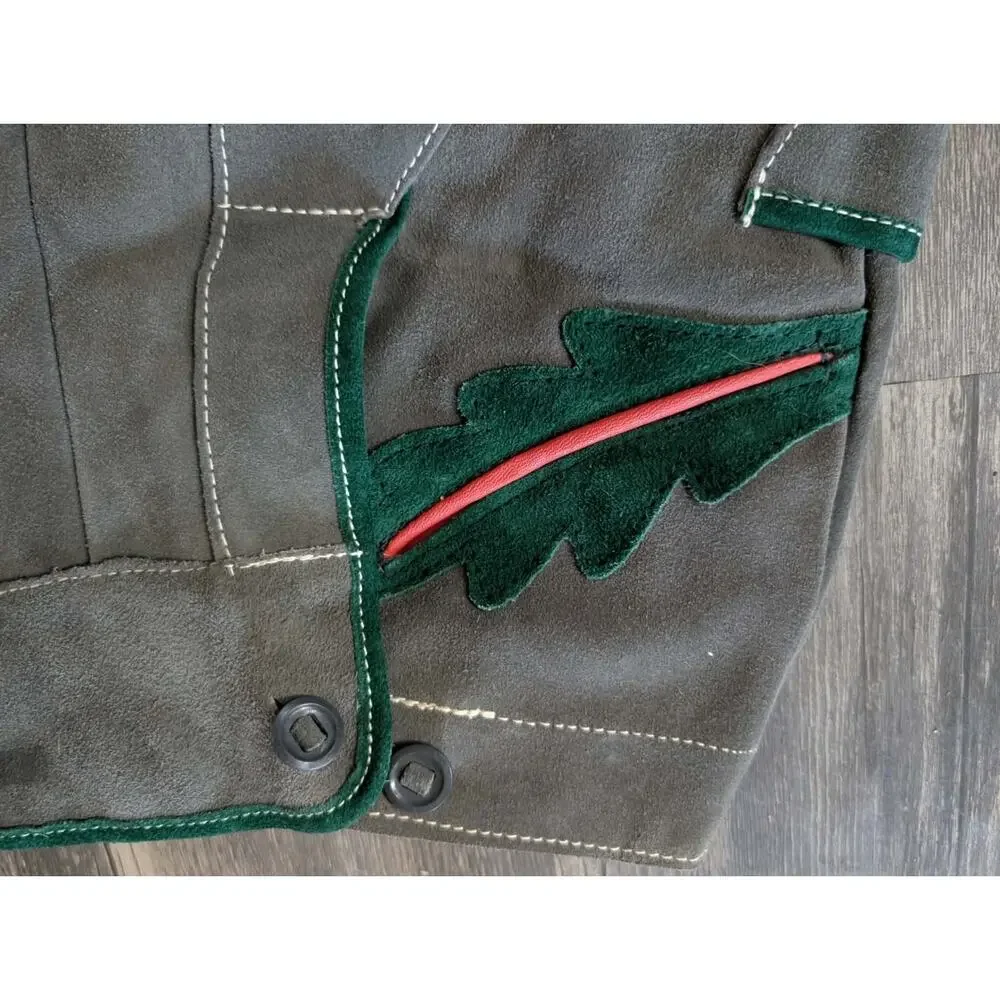 Boys Lederhosen German Gray Bavarian Suede Leather Shorts Costume Leprechaun